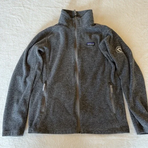 Patagonia Women's Large Synchilla Fleece Jacket Full Zip Heather Gray LOGO - Picture 1 of 9